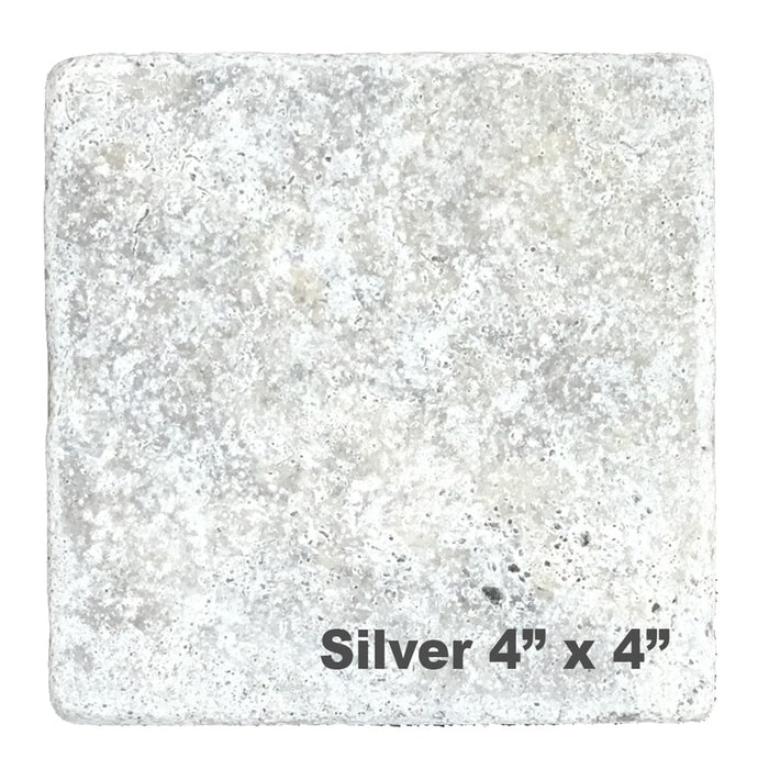 Silver Travertine Pool Tile 4x4