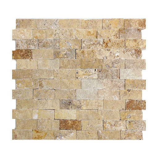 Travertine Gold Split-Face 1" x 2" Mosaics