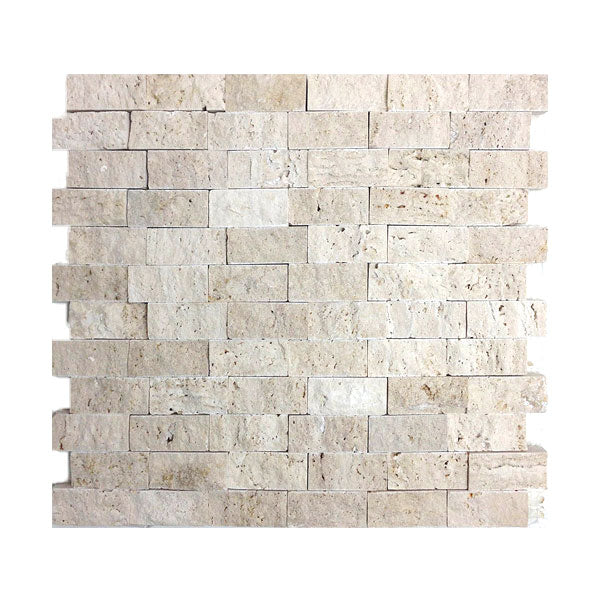 Travertine Ivory Split-Face 1" x 2" Mosaics